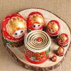 Матрёшка «Полянка»,  красный платок, 7 кукольная, 22 см - фото 24450835