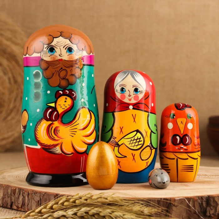 Матрёшка «Курочка Ряба», сюжетная, 5 кукольная, 13,5 - 15 см., микс - фото 1884845070