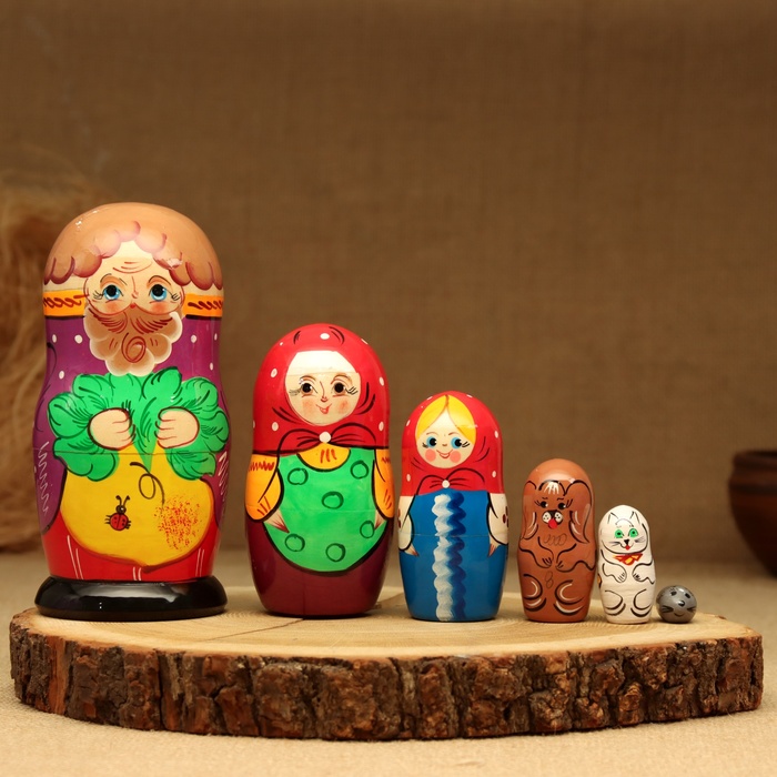 Матрёшка дерево «Репка», сюжетная, 6 кукольная, 16 см, МИКС - Фото 1