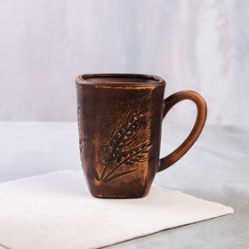 

Кружка "Квадрат", декор, красная глина, 0.45 л, ручная работа
