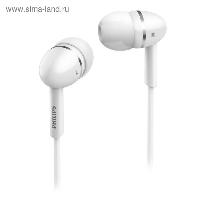 Наушники Philips SHE1450WT/51, 10-22000 Гц, 3.5, 103 дБ, провод 1.2 м, сменные, белые - Фото 1