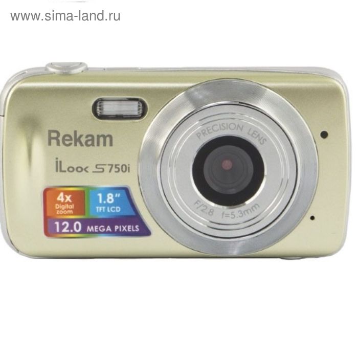 Фотоаппарат Rekam iLook S750i, 12 Mpix ,1.8", SD,MMC CMOS, AAA, золотистый - Фото 1