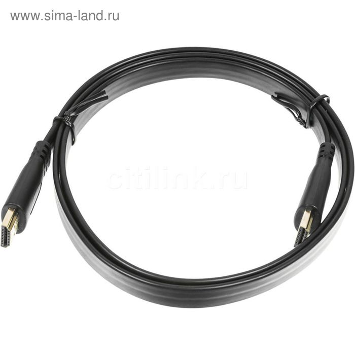 Кабель аудио-видео Buro BHP HDMI 1, Flat HDMI (m), HDMI (m), 1 м, черный - Фото 1