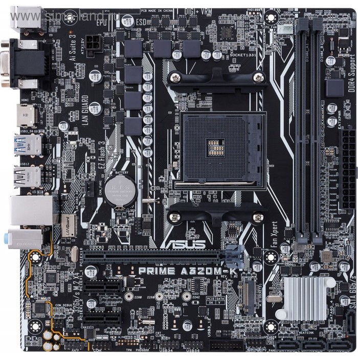 Материнская плата Asus PRIME A320M-K, Soc-AM4, AMD A320, 2xDDR4, mATX, Ret - Фото 1