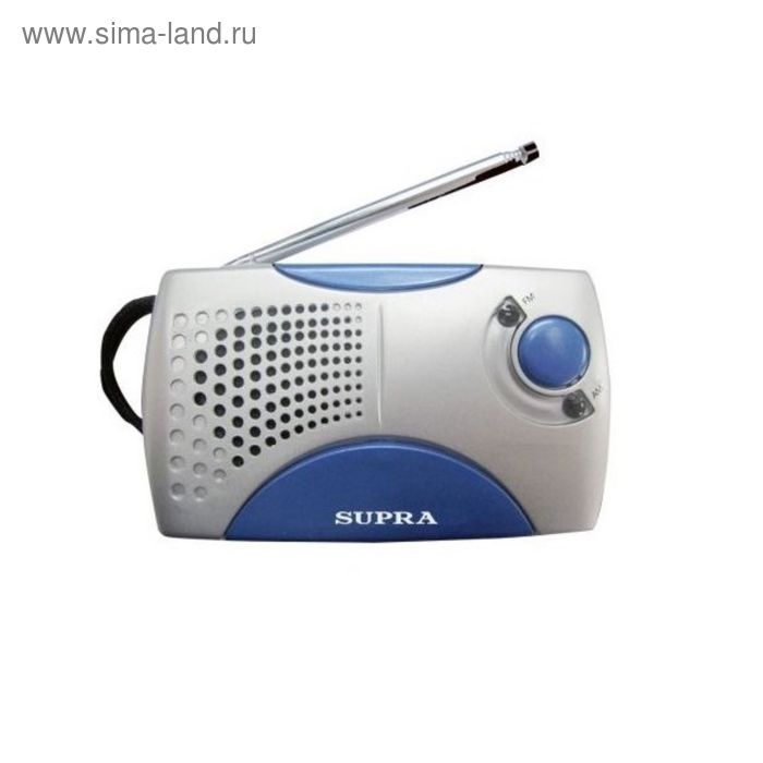 Радиоприемник Supra ST-113,  портативный, серебристый/синий - Фото 1