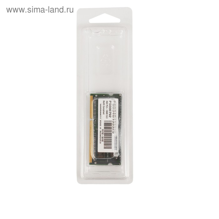 Память DDR3 4Gb 1333MHz Patriot RTL PC3-10600 SO-DIMM 204-pin - Фото 1
