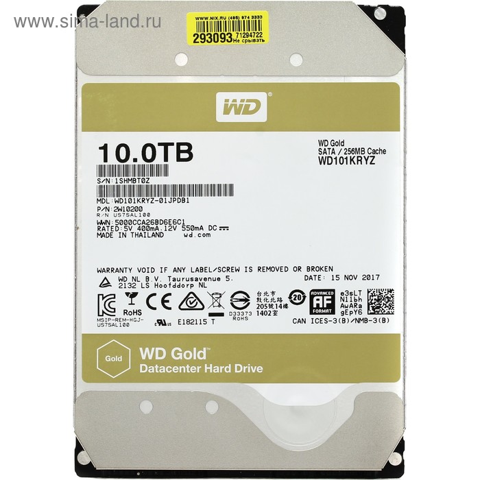 Жесткий диск WD Gold 10Tb (WD101KRYZ) SATA-III - Фото 1