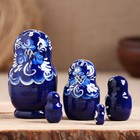 Матрёшка дерево «Гжель», т. синее платье, 5 кукольная, 10 см - Фото 2