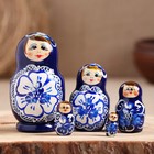 Матрёшка «Гжель», синее платье, 5 кукольная, 9,5-11 см - фото 9869445