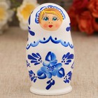 Матрёшка дерево «Гжель», белое платье, 5 кукольная, 10 см - Фото 7