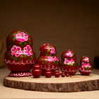 Матрёшка дерево «Цветочки розовое платье», 10 кукольная, 12-14 см - Фото 2