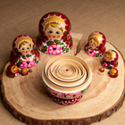 Матрёшка дерево «Цветочки розовое платье», 10 кукольная, 12-14 см - Фото 4