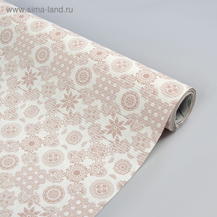 Бумага упаковочная крафт, бело-розовый, 0,5 х 10 м - Фото 1