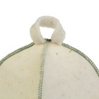 Шапка банная "Классическая" белая с зелёным кантом, войлок - Фото 3