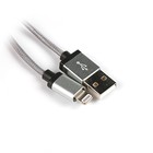 Кабель Canyon, Lightning - USB, текстильная оплетка,1 А, провод 1м, серый - Фото 1