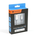 Кабель Canyon, Lightning - USB, текстильная оплетка,1 А, провод 1м, серый - Фото 3