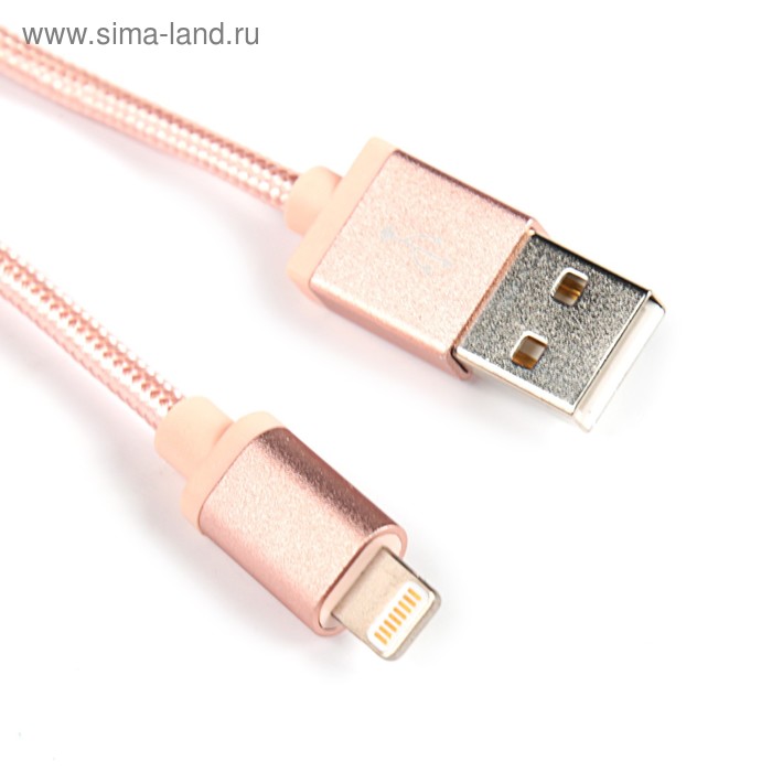 Кабель Canyon, Lightning - USB, текстильная оплетка, 1 А, провод 1 м, розовый - Фото 1