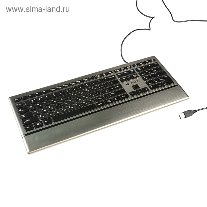Клавиатура Canyon CNS-HKB4-RU, проводная, мембранная, подставка под запястья, UBS, серая - Фото 1