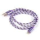 Кабель Canyon, Lightning - USB, текстильная оплетка, 1 А, 1 м, фиолетовый - Фото 2