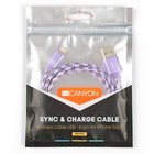 Кабель Canyon, Lightning - USB, текстильная оплетка, 1 А, 1 м, фиолетовый - Фото 3