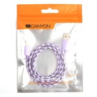 Кабель Canyon, Lightning - USB, текстильная оплетка, 1 А, 1 м, фиолетовый - Фото 5