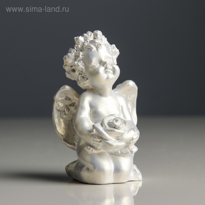Статуэтка "Ангел с розой", цвет перламутровый, 9 см - Фото 1