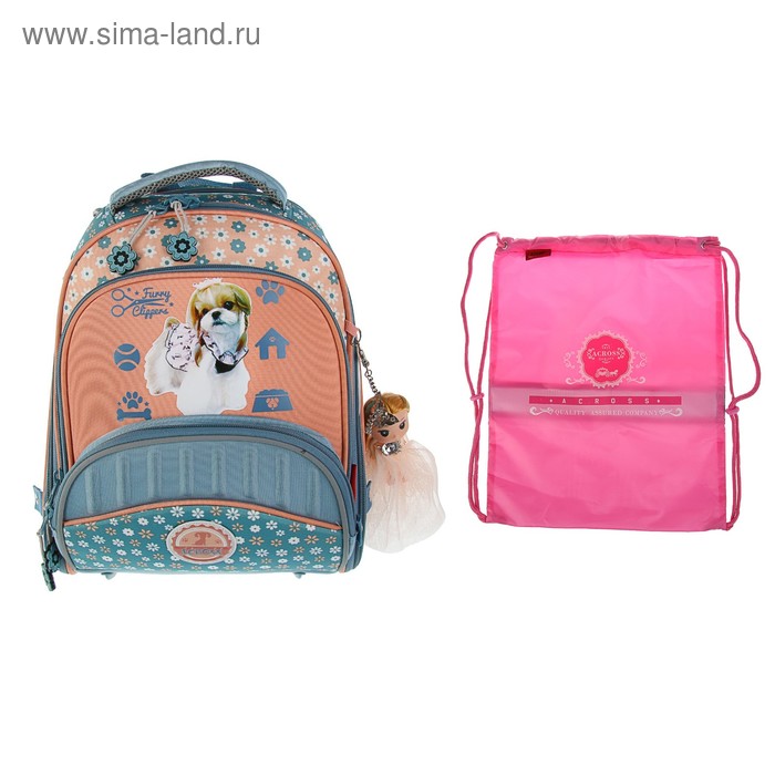 Рюкзак каркасный Across 178 35 х 30 х 15 см, мешок для обуви, серый/оранжевый - Фото 1
