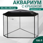 Аквариум «Дельта» угловой с крышкой, 100 л, 55×55×39,5/45.5 см, чёрный - Фото 1