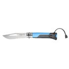 Нож Opinel серии Specialists Outdoor №08, клинок 8,5см., нерж.сталь, пластик, свисток+темляк, синий/ - Фото 1