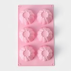 Форма для выпечки кексов Доляна «Сладости. Мусс», силикон, 29.5×17.5 см, 6 ячеек (d=7.2 см), розовая - Фото 3