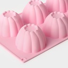 Форма для выпечки кексов Доляна «Сладости. Мусс», силикон, 29.5×17.5 см, 6 ячеек (d=7.2 см), розовая - Фото 4