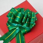 Подарочный бант - шар №4.5 три золотых полосы, зеленый, для упаковки подарков - Фото 5