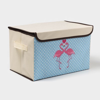 Короб стеллажный для хранения с крышкой «Фламинго», 39×25×25 см, бежевый