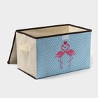 Короб стеллажный для хранения с крышкой «Фламинго», 39×25×25 см, бежевый - Фото 3