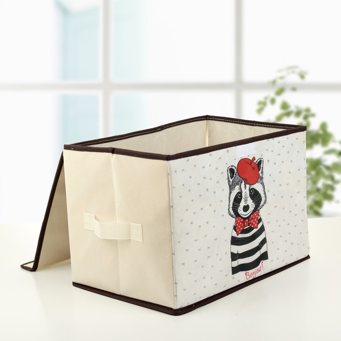 Короб стеллажный для хранения с крышкой «Енот», 38×25×24 см - фото 1884845425
