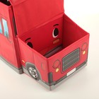 Короб стеллажный для хранения с крышкой «Школьный автобус», 55×26×30 см, 2 отделения, цвет красный - Фото 3