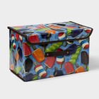 Короб стеллажный для хранения с крышкой «Эскимо», 38.5×25×24.5 см, синий - Фото 1