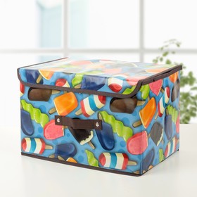 Короб стеллажный для хранения с крышкой «Эскимо», 38,5x25x24,5 см, цвет синий