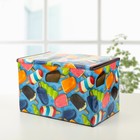 Короб стеллажный для хранения с крышкой «Эскимо», 38,5×25×24,5 см, цвет синий - Фото 3