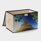 Короб стеллажный для хранения с крышкой «Эйфелева башня», 38×25×24 см - Фото 3
