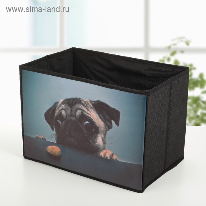 Короб стеллажный для хранения 33×24×23 см «Щенок», цвет чёрный - Фото 1