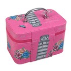 Шкатулка кожзам с зеркалом чемодан "Пизанская башня на розовом" 14х21х13 см - Фото 3