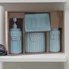 Набор аксессуаров для ванной комнаты «Классика», 4 предмета (дозатор 350 мл, мыльница, 2 стакана), цвет голубой - Фото 4