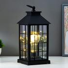 Ночник "Фонарь. Клетка" чёрная от батареек 3ААА 30х14х14 см RISALUX - фото 31530883