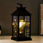 Ночник "Фонарь. Клетка" чёрная от батареек 3ААА 30х14х14 см RISALUX - фото 31530884