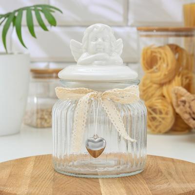 Банка для сыпучих продуктов «Ангелок», 700 мл, 10,5×18,2 см, цвет белый