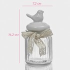 Банка для сыпучих Доляна «Птичка», 300 мл, с керамической крышкой, стекло, прозрачная - Фото 2