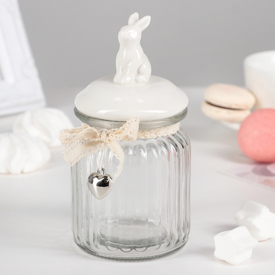 Банка для сыпучих продуктов «Зайка», 300 мл, цвет белый