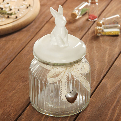 Банка для сыпучих продуктов «Зайка», 800 мл, цвет белый