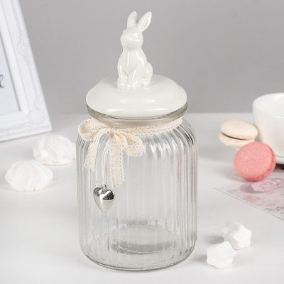 Банка для сыпучих продуктов «Зайка», 1,05 л, цвет белый